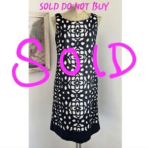 Kas New‎ York Anthropologie Black Cream Cutout Cotton Floral Shift Dress Medium